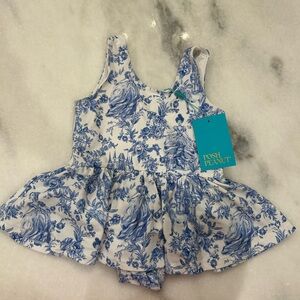 NWT 2t Posh Peanut Blue and White Toile Briar Swimsuit Swim One Piece